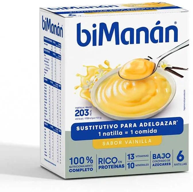BIMANÁN Natillas Sustitutivas Sabor Vainilla 2 6 Ud