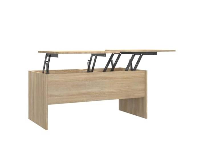 GHVBNMF Couchtisch Höhenverstellbar Sonoma-Eiche 102x50,5x46,5 cm Höhenverstellbare Tischplatte und zwei versteckte Fächer bieten viel Stauraum für Ordnung im Wohnzimmer.