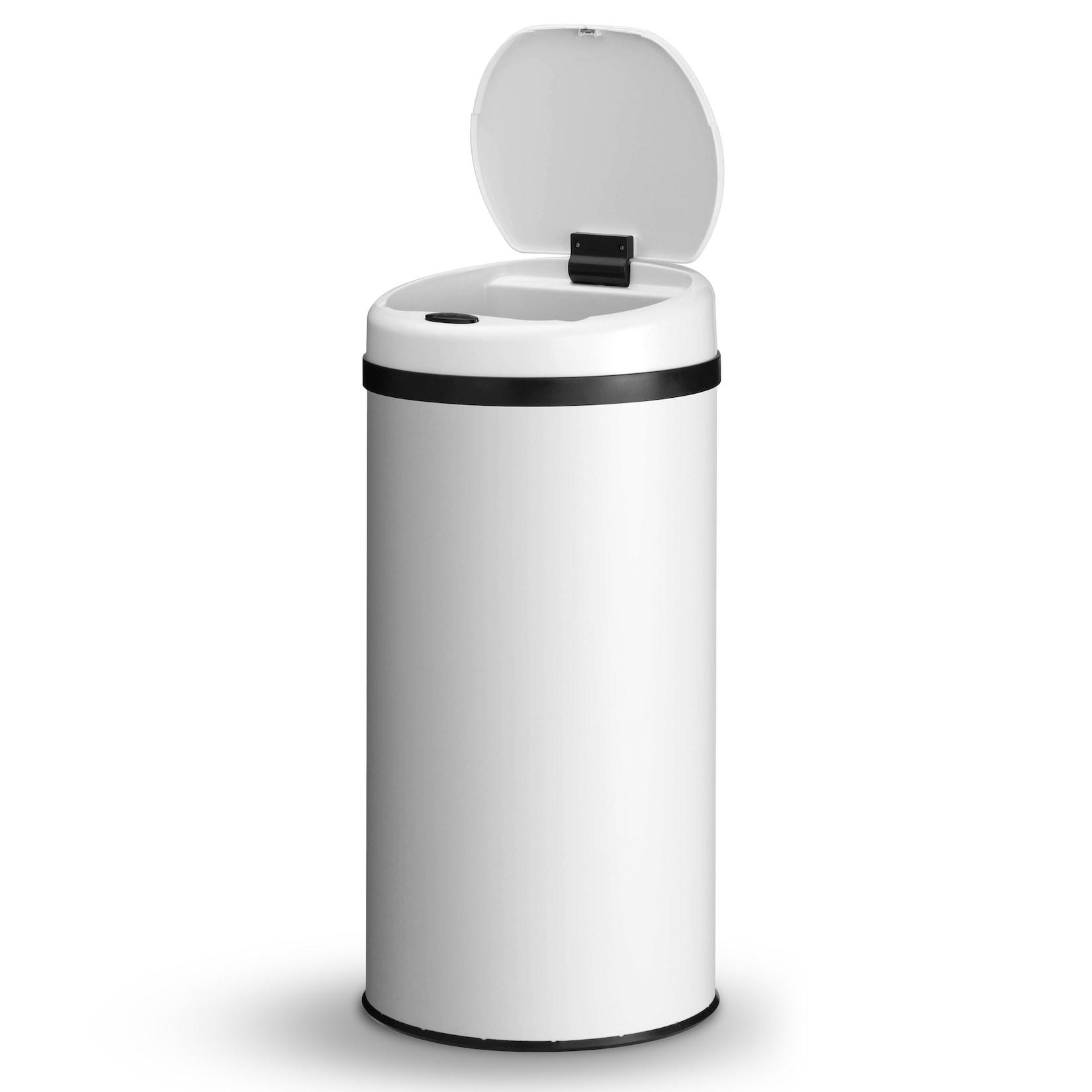 Juskys Automatik Mülleimer mit Sensor 40L - Abfalleimer mit elektrischem Deckel für Küche - Weiß
