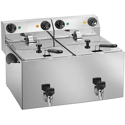 Elektro-Doppel-Friteuse - AMITEK FC100L - 230 V - Fassungsvermögen 10+10 l