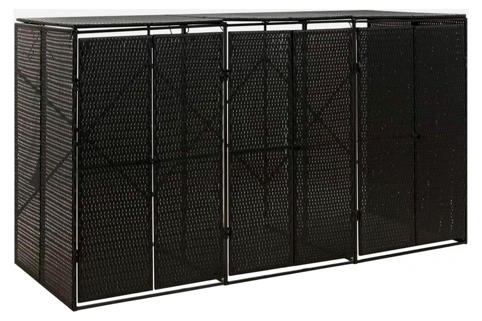 Mülltonnenbox für 3 Tonnen aus Rattan