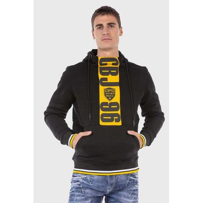 Kapuzenpullover CIPO & BAXX "Sweatshirts", Herren, Gr. L, schwarz, Jersey, 70% Baumwolle, 30% Polyester, bedruckt, regular fit, Pullover Kapuzenpullover, mit Markenprint