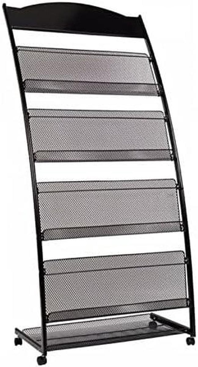 Zwarte Magazinehouder met 5 niveaus voor A4-brochures en informatiepresentatie