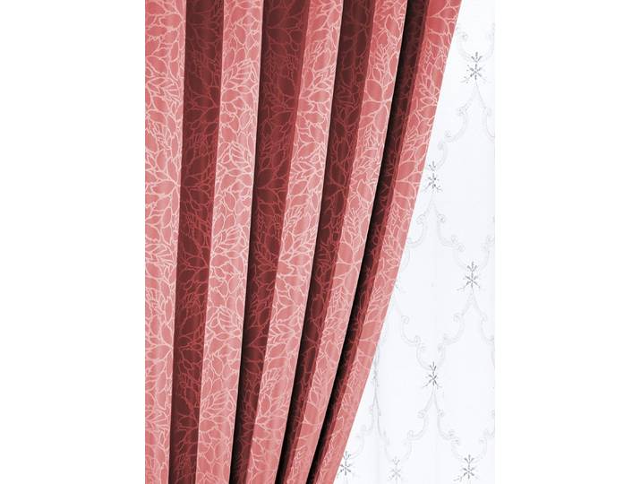 Übergardinen-Garnitur mit Universalschienenband, Fraise, Größe 899 (2er-Pack Raffhalter, 70 cm)