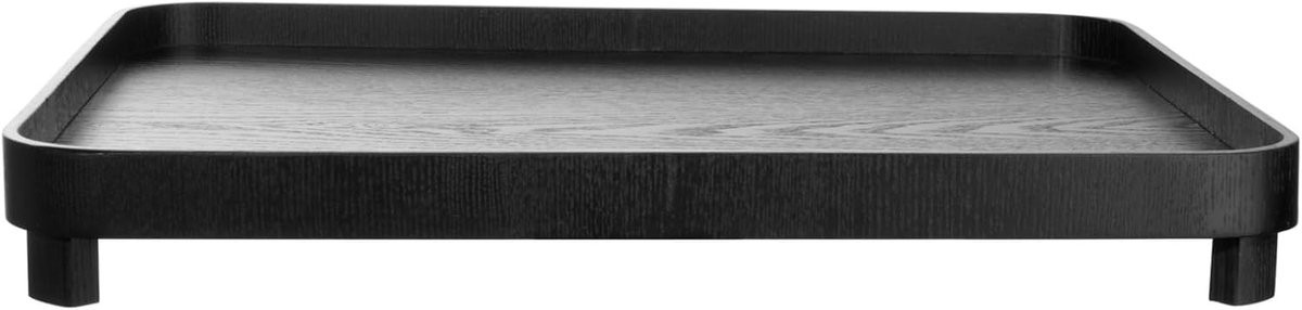 Stijlvol zwart houten dienblad op voet - Serveerplateau - Breedte: 45,5 cm, Diepte: 36 cm