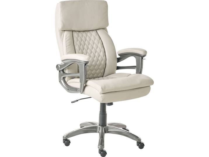 BELIANI Chefsessel Beige Kunstleder Gepolstert Höhenverstellung Drehbar Neigungsfunktion Ergonomische Form Bürostuhl Bürosessel