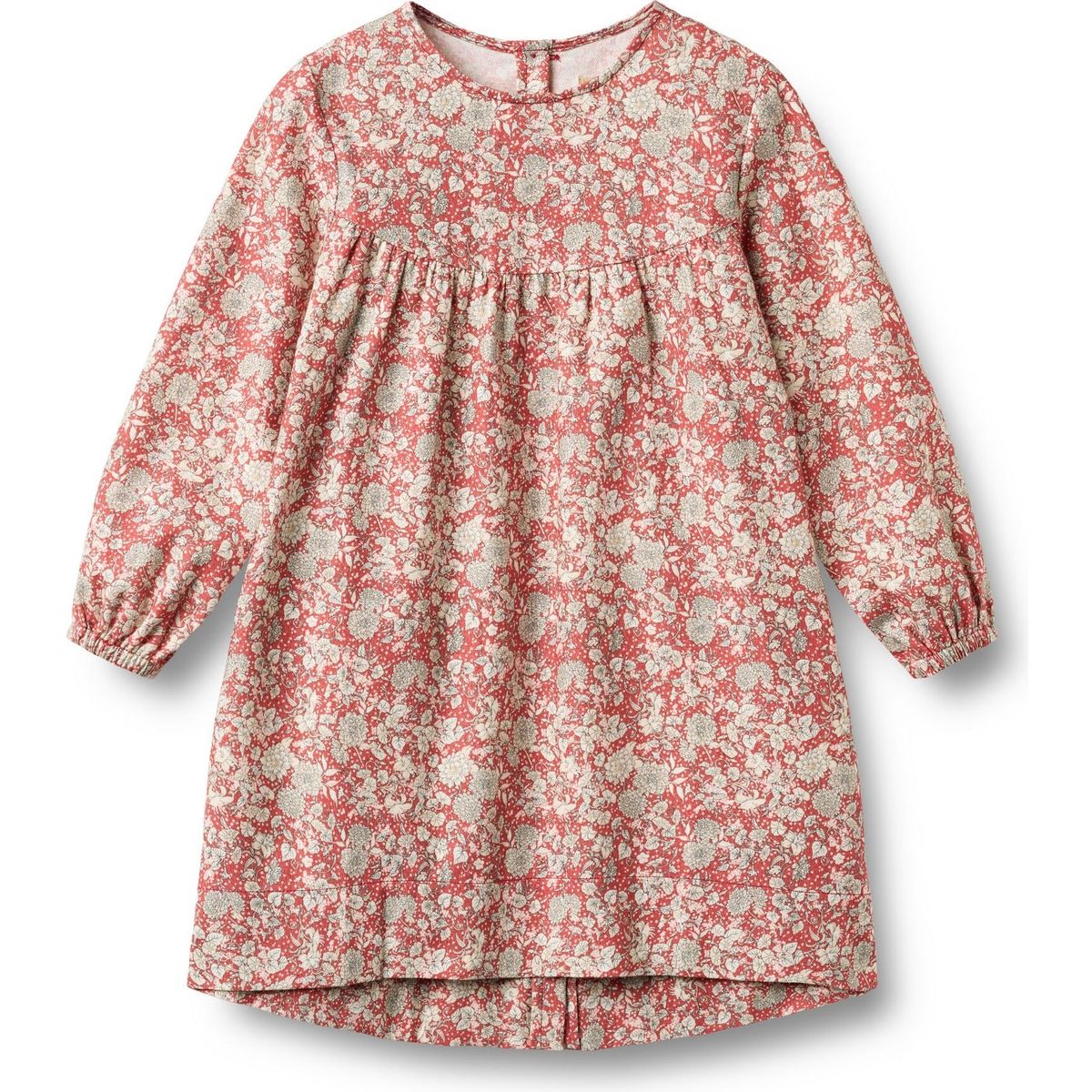 Wheat Dress Long Sleeve Fenja raspberry flowers (9746) 98 1360-218-GOTS-9746-98/3y