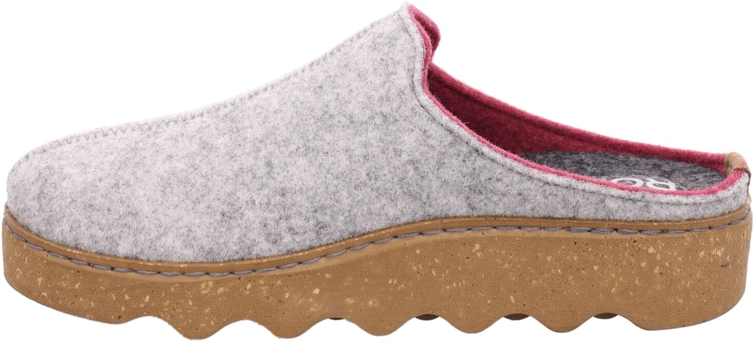 Pantoffel ROHDE "Foggia-D", Damen, Gr. 43, Filz, hellgrau, Schuhe Pantoffel, Homeslipper, Wohlfühlschuh, Filz Clog mit Plateausohle hellgrau 43, Filz