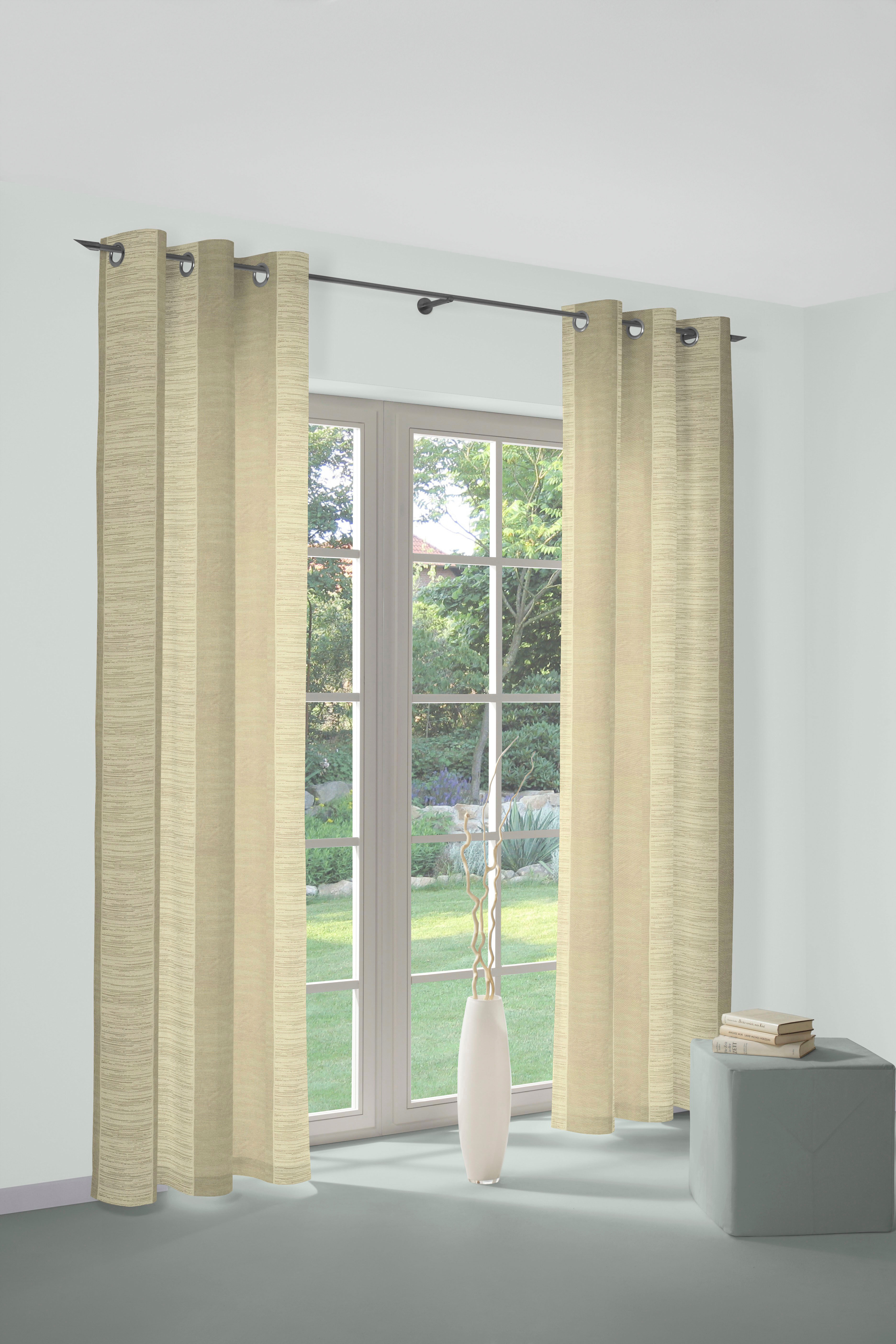 Vorhang WIRTH "Niederau" Gr. 2, grau (kitt), B:132cm H:175cm, Jacquard, Polyacryl, Polyester, Gardinen, Vorhang kitt 175cm, Ösen, 132cm
