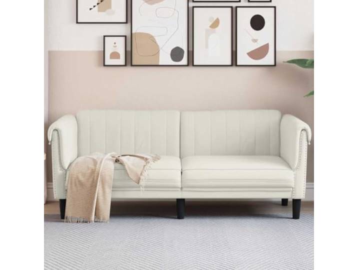 HEFZGDB 2-Sitzer Sofa Creme Samt Modernes Design mit Weichem Stoff und Stabilen Stützbeinen für Wohnzimmer Komfortables Sitzgefühl durch Dicke Polsterung an Sitz Rückenlehne