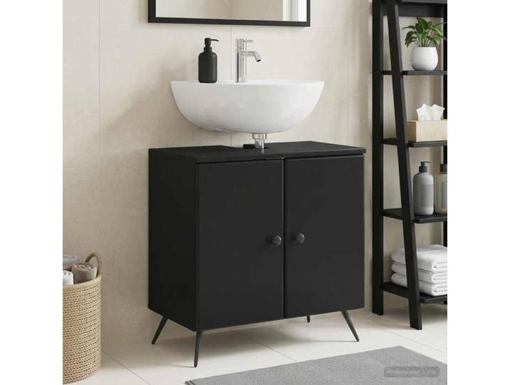 Magnifique Meuble sous Lavabo de Salle de Bain BREDA Noir - Résistance à l'humidité &2712