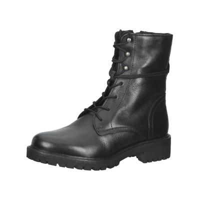 Schnürstiefelette GEOX "Geox Stiefelette Leder", Damen, Gr. 38, schwarz, Leder, Schuhe Schnürstiefelette