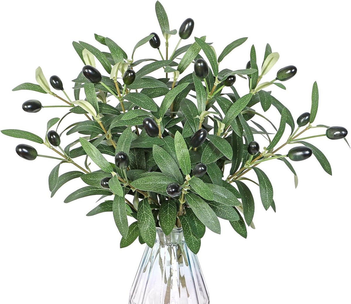 Set van 10 kunstmatige olijftakken met groene olijven voor tafelvazen, bruidsboeketten en decoratie