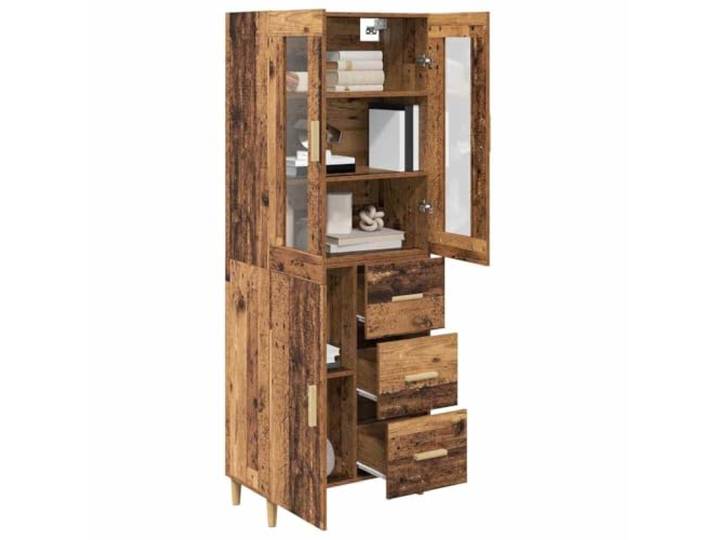 KTHLBRH Anrichte aus altem Holz, 69,5 x 34 x 180 cm, mehrschichtiges Holz 3 Türen, 1 Schublade, modernes Design, großer Stauraum, einfache Wartung