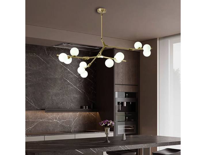 Lustre en verre moderne plafonnier suspension pour salon salle à manger chambre LED lustre moléculaire luminaire