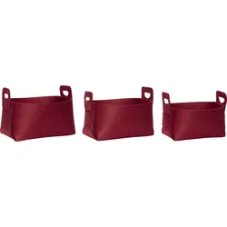 Hübsch Aufbewahrungskörbe quadratisch, rot, Filz, 3 St.