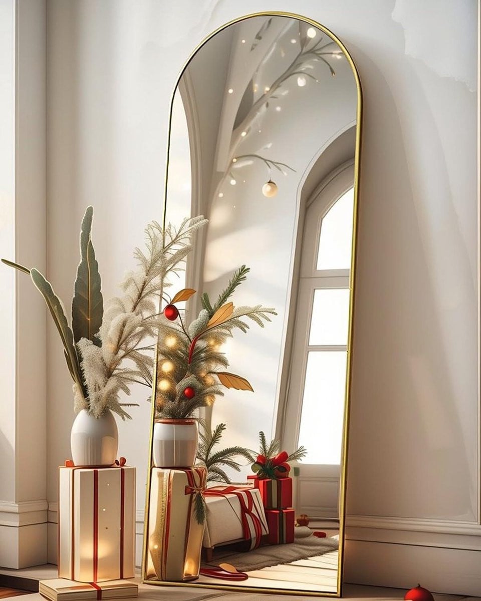 Gouden Boog Spiegel - Staande Spiegel voor Kamerdecoratie - Hoogte: 147 cm