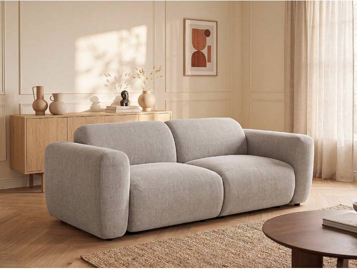 Sofa 3-Sitzer aus Grauem Stoff POGNI