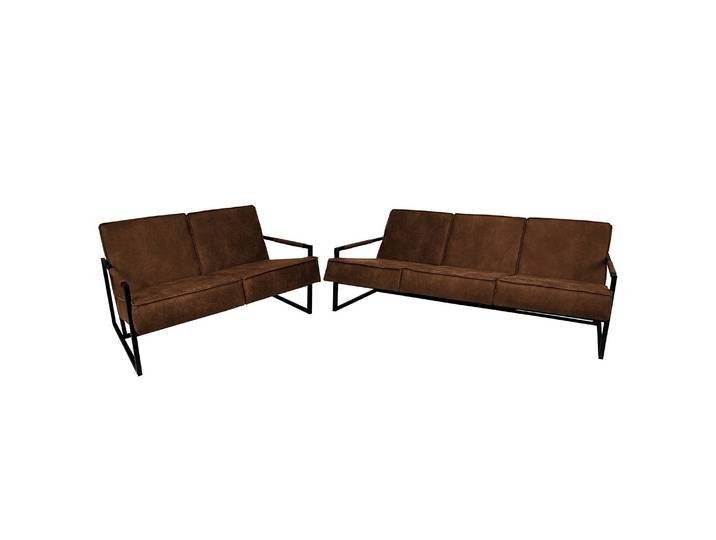 Ensemble de salon Rhode 3-2 Marron/Brun Tissu Industriel
