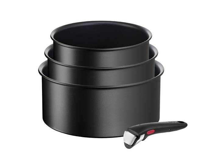 Batterie de cuisine 3 pièces Empilable Revêtement Anti-adhésif Tous Feux Dont Induction Poignée Amovible Ingenio Eco Resist TEFAL