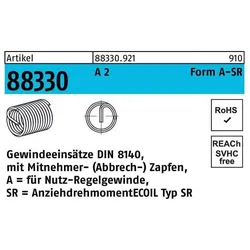 Amecoil, Gewindeschneider + Gewindebohrer, Gewindeeinsatz R 88330 Form A M 10 x 10 A 2