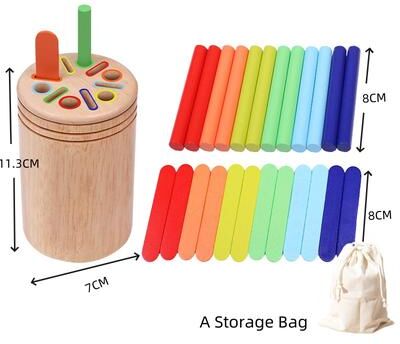 Discount Dollar Deals Montessori Wooden Color Sorting Toy For Toddlers Fine Motor Skills Shape Matching Puzzle l Flat Stick