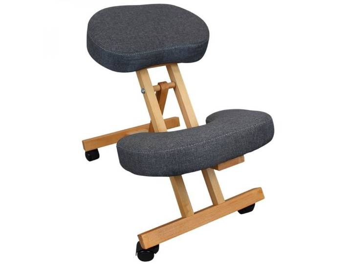 Tabouret chaise ergonomique siège assis genoux en bois pliable et réglable - Gris - Vivezen