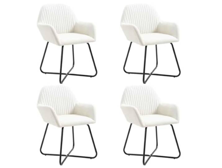 NLQMSU Esszimmerstühle aus cremefarbenem Stoff, mit Armlehnen, 4 Stück Ergonomischer Sitz, moderne Verarbeitung, stabiles Stahlgestell, pflegeleicht, vielseitig einsetzbar