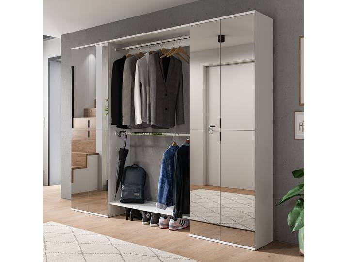 Garderobe - Breite 232 cm 232 x 193 x 34cm Weiß