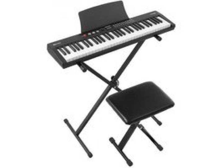 VEVOR Digitalpiano 61 Tasten Halbgewichtet E-Piano mit Ständer Klavierhocker, 128 Klänge, 128 Rhythmen, HiFi-Stereolautsprecher, 3,5-mm-Kopfhörerbuchse, Sustain-Pedal, USB/MIDI und Notenablage