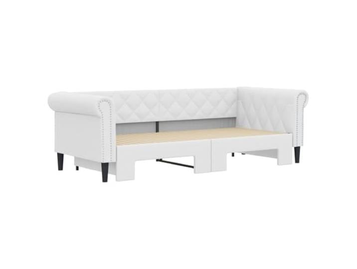 KTHLBRH Ausziehbares Schlafsofa, weiß, Kunstleder, 90 x 200 cm Gestell aus Holz und Metall, modernes Design, 2 notwendige Matratzen, Lattenrost inklusive