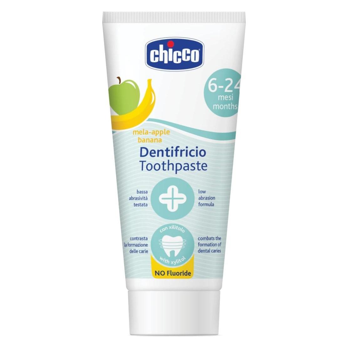 Chicco Zahnpasta mit Apfel/Bananengeschmack, OHNE Fluorid, 50ml - 6-24m+ (50 ml) (103868)