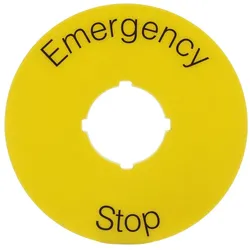 ABB KTC15-1005 Not-Aus-Schild:Emergency Stop, D=70mm Text schwarz, Kunstst-Schild gelb für CombiLine-Modular und CombiLine-Compact 1SFA616915R1005