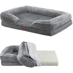 Juskys Hundebett Sheena L - 98 x 70 cm - orthopädisch & flauschig - Bezug abnehmbar & waschbar