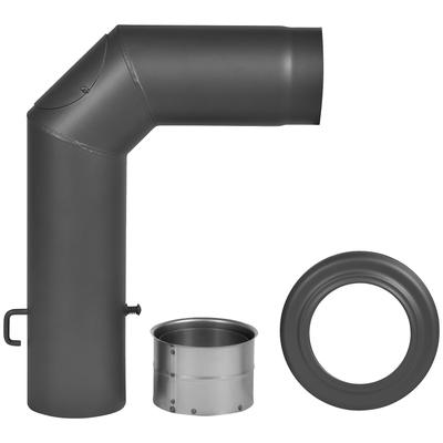 Ofenrohr FIREFIX, schwarz, B:15,4cm H:59,5cm L:48,5cm, Stahlblech, Rohre, Stahlblech, mit Drosselklappe