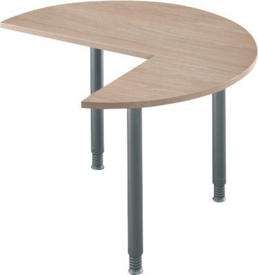 Ansatztisch, 3/4 Kreis, Ø 1400 mm, Ansatz rechts/links, Eiche/anthrazit