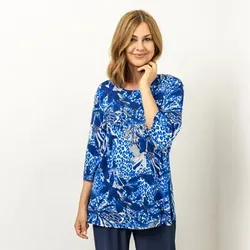 IN-PRINT Shirt, 3/4-Arm Rundhalsausschnitt Seitenschlitze elastische Ware