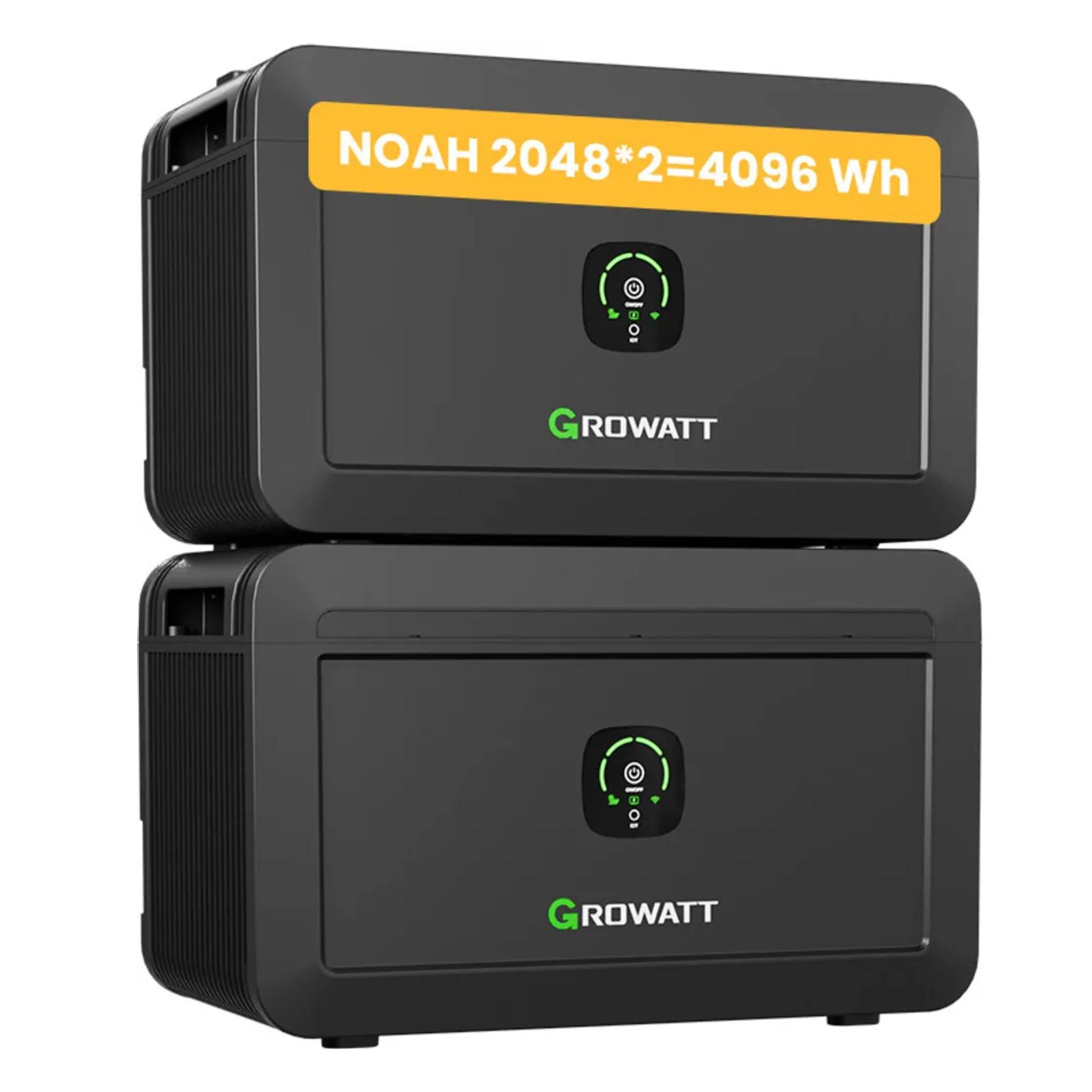 Powerness Balkonkraftwerk Speicher, 4096Wh Growatt NOAH 2000 x2 mit 1800W PV-Eingangsleistung IP66 für Balkonkraftwerk (0% MwSt)