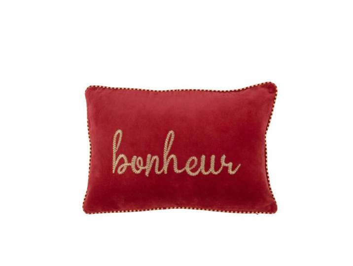 Coussin rectangulaire en textile rouge 30x45x3.5 cm