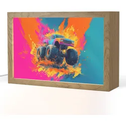 NACHTTISCHLAMPE Monstertruck - Abstrakt - Farbspritzer - Farbenfroh 30x20 cm