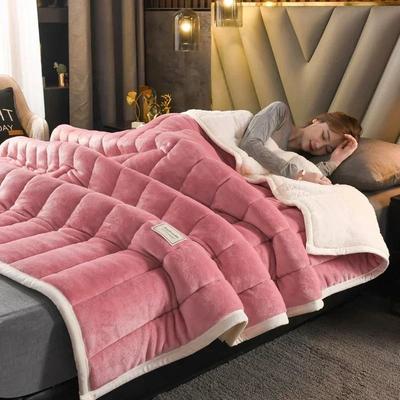 Uplifted Goods Luxury Flannel Fleece Blanket With Lambs Wool Lining b 47x79 In