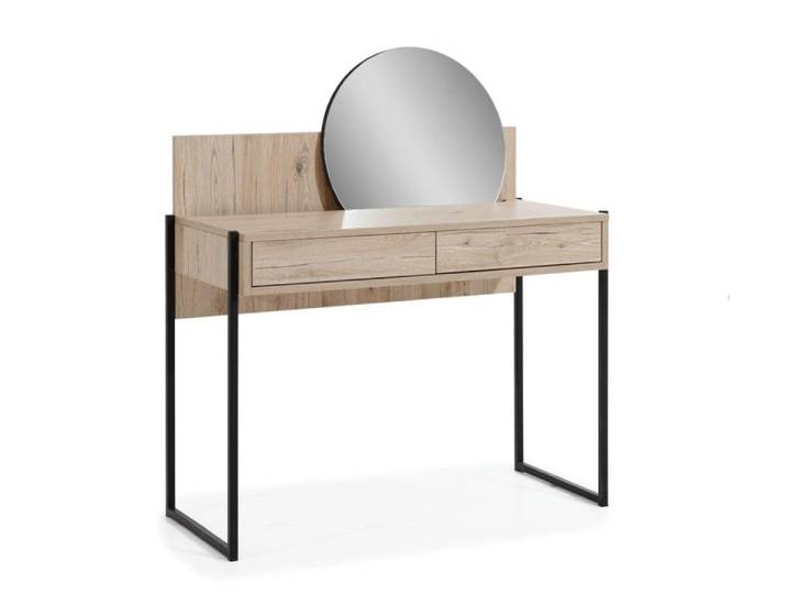 JVmoebel Schminktisch Beiger Schminktisch mit Spiegel aus Holz und Metall (1-St., Schminktisch), Made in Europa