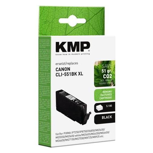 KMP schwarz Druckerpatrone kompatibel zu Canon CLI-551 XL BK (BK) (1518,4011)