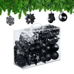 Relaxdays Weihnachtskugeln im 100er Set Weiß,Schwarz,Silber