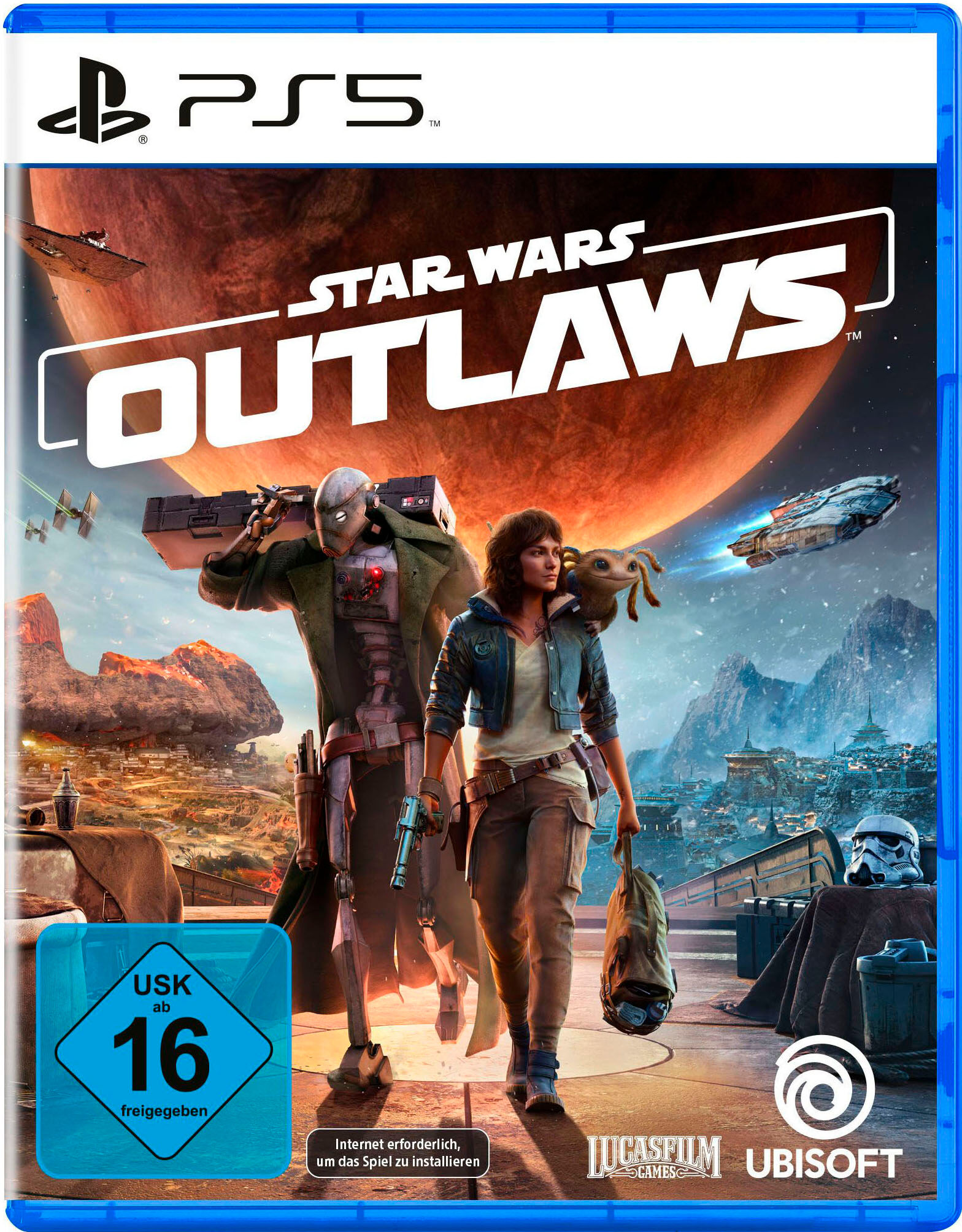 PLAYSTATION 5 Konsolen-Set "PS5 Disk Edition (Slim) + Star Wars Outlaws", schwarz (weiß, schwarz), B:35,8cm H:9,6cm T:21,6cm, Spielekonsolen, Konsolen-Set, Topseller