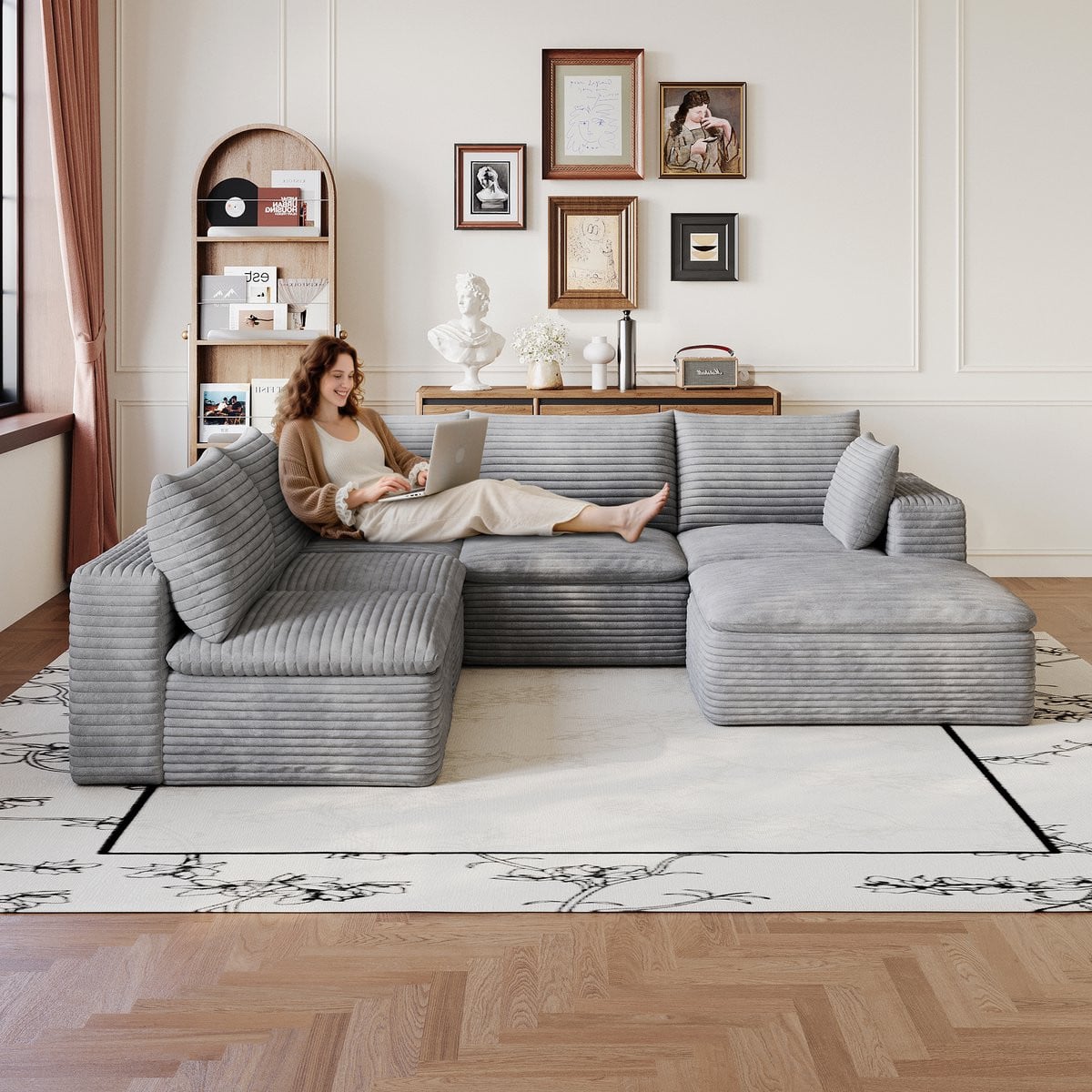 HAUSS SPOLE Hoekbank - Modulaire Cloud Sofa - Donkergrijs - Stof