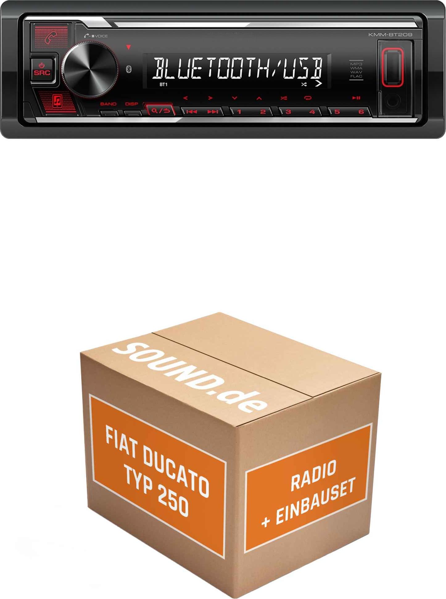Autoradio Einbaupaket Kenwood KMM-BT209 passend für Fiat Ducato 3 Typ 250 5/7 Zoll Radio/10 Zoll Navigation mit LFB | Bluetooth USB Telefonieren