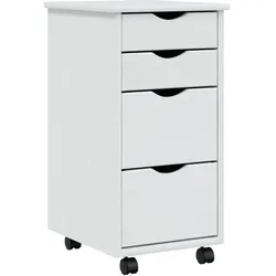vidaXL Rollschrank mit Schubladen MOSS Weiß Massivholz Kiefer
