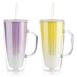 LocknLock 2 Trinkbecher mit Trinkhalm und Henkel je 720ml Volumen