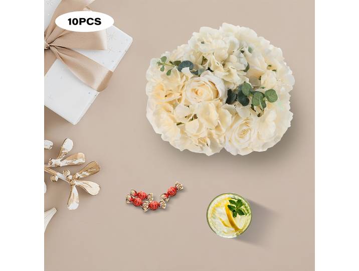 10 pièces de fausses fleurs roses en boules pour centres de table, arrangements de roses artificielles pour centres de table de mariage, décorations de table